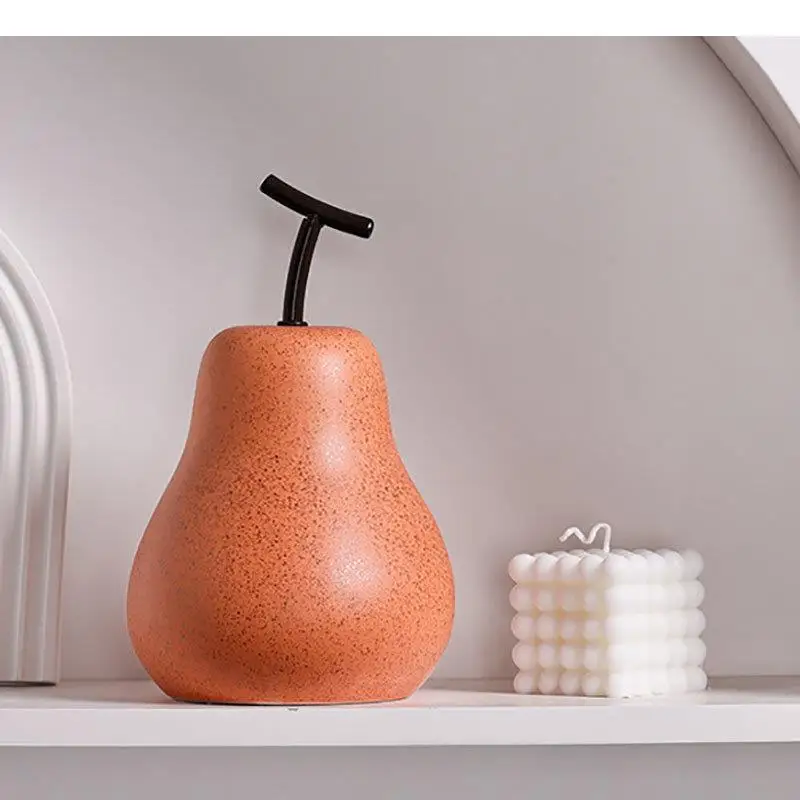 Orange Ceramic Pear Statue Desk Decoration Porcelain Fruit Ornaments Room Aesthetics Decor Speckled Fruits Sculpture