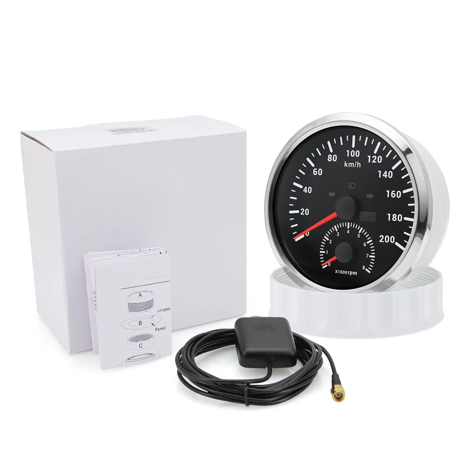 Waterproof 110mm Speedometer 120 200km/h 160 120 MPH GPS Speed Meter Tachometer 2IN1 Gauge Red Backlight 12V/24V for Car Boat