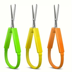 3pcs Mini Loop Scissors, 5.3 Inches Colorful Looped Scissor, Adaptive Design, Right and Lefty Support, Easy-Open Squeeze Handles