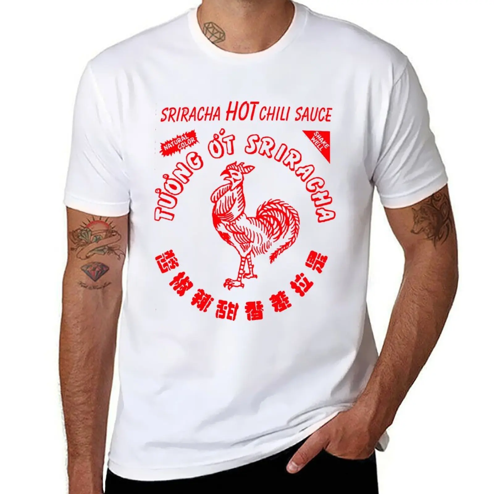 

Sriracha Hot Chili Sauce Spicy Food Lover Red T-Shirt cotton t shirt pack man t shirts for men casual T-Shirt