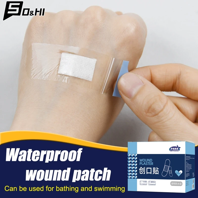 120Pcs PU Transparent Waterproof Band Aid Adhesive Medical Strips Plaster For Wound Sports Bathing