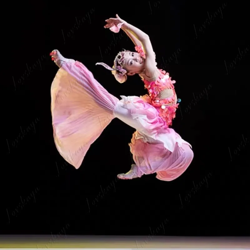 Kids Dai Classical Belly Dance Costume Children Fish Jump Performance Wear