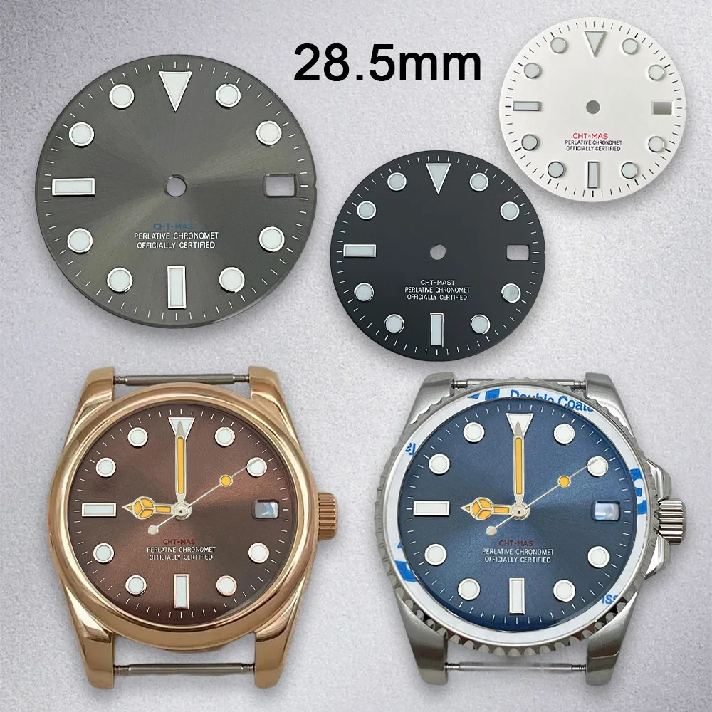 NH35 watch mod parts 28.5mm S Dial Sunburst Dial YT Dial Fit NH35 Japanese Movement BGW9 Ice Blue Luminous Watch assembly parts