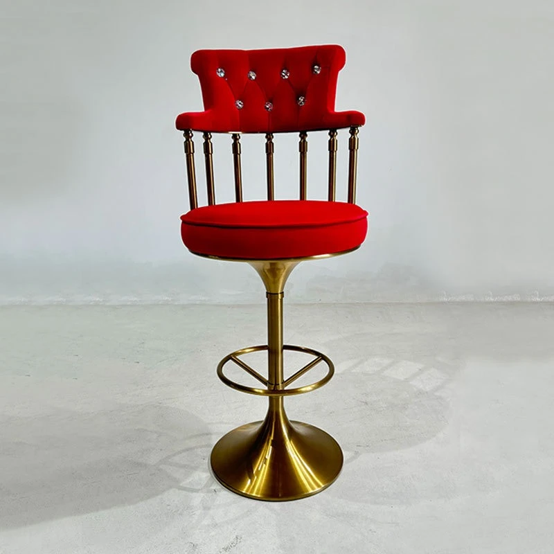 American light luxury stainless steel bar chair high backrest designer fabric high stool modern high-end bar chair