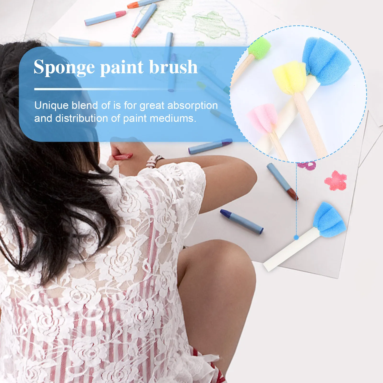 15Pcs Kids Sponge Paint Brush Mini Flower Shaped Stamps Set Premium Painting Tools Early Art Graffiti