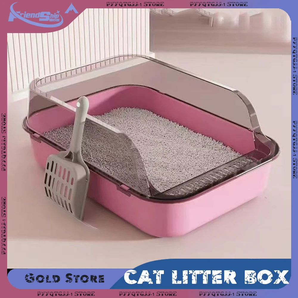 Cat Litter Box Semi-closed Removable Splashproof Cats Toilet Non-Stick Large Capacity Pet Supplies Kitten Tray Cat Toilet Bowl