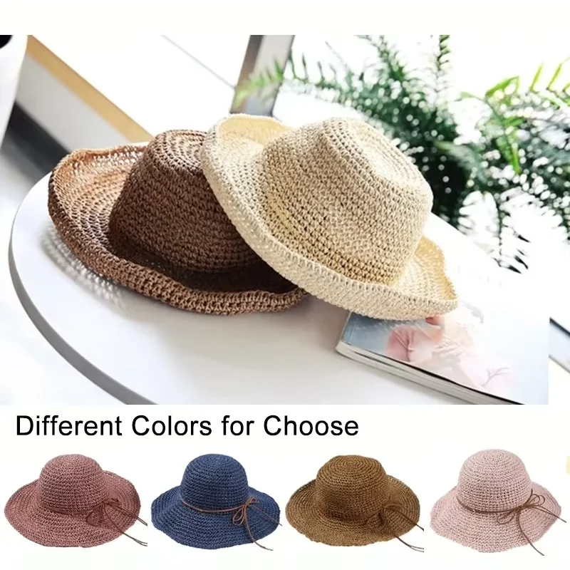 New Pattern Korean Summer Straw Hat Hook Hollow Out Sector Will Along Sun Hat Straw Plaited Article Sunscreen Sandy Hat