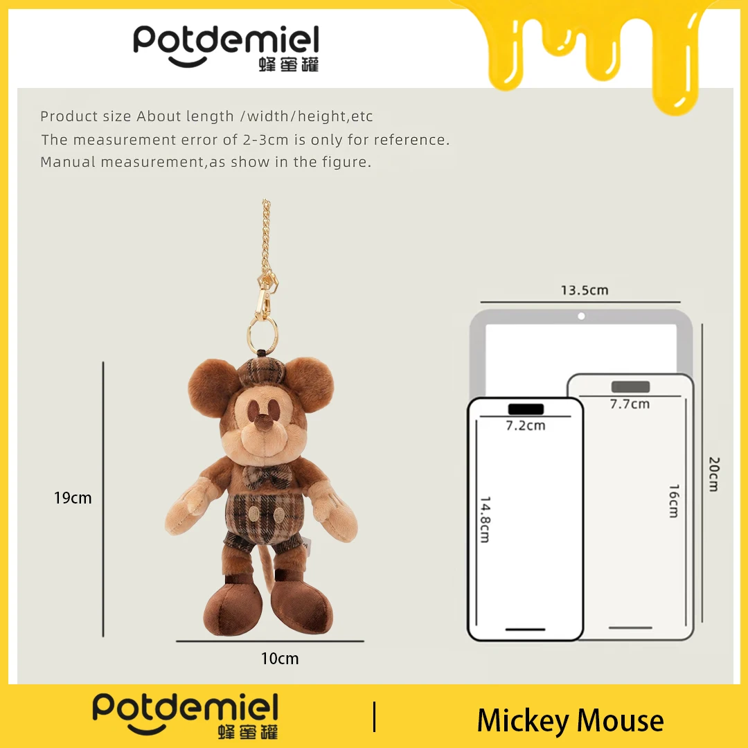 Potdemiel Disney Mickey Mouse Stuffed Bag Charm Key Ring Phone Charm Purse Hanger Daily Carry Kid Holiday Souvenir Gift Figure view 3