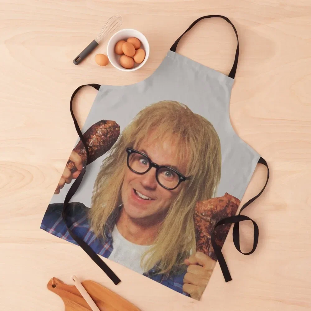 

Waynes World Garth Algar holding turkey legs Apron For Cooking home women Nursing Chef Accessory Apron