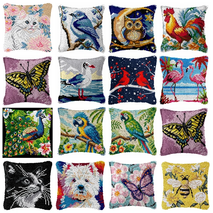 

Bird Series Cushion Smyrna Button Package Latch Hook Throw Pillow Embroidery Pillow Foamiran For Needlework Pillow Embroidery