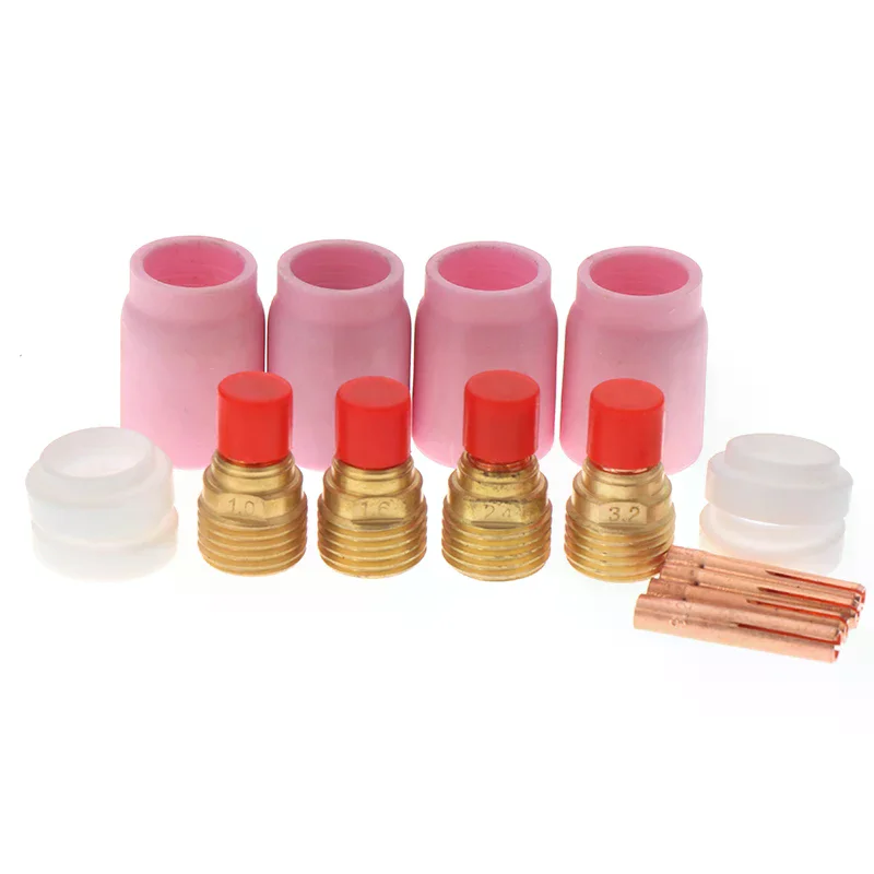 TIG Gas Lens Kit 1./1.6/2.4/3.2mm FIT TIG Welding Torch PTA DB SR WP-9/20/25 Series Argon Arc Welding Torch Accessories 4Pcs