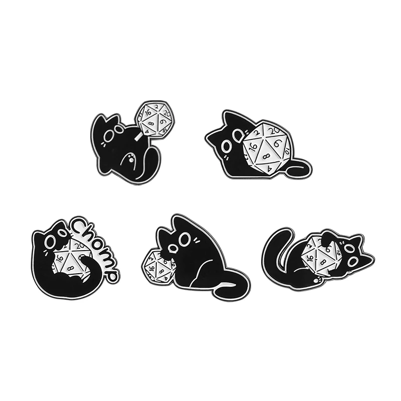 4-8 teile/satz Nette Schwarze Katze Serie Emaille Pins Cartoon Große Augen Kätzchen Tier Brosche Revers Rucksack Abzeichen schmuck Geschenk Für Freunde