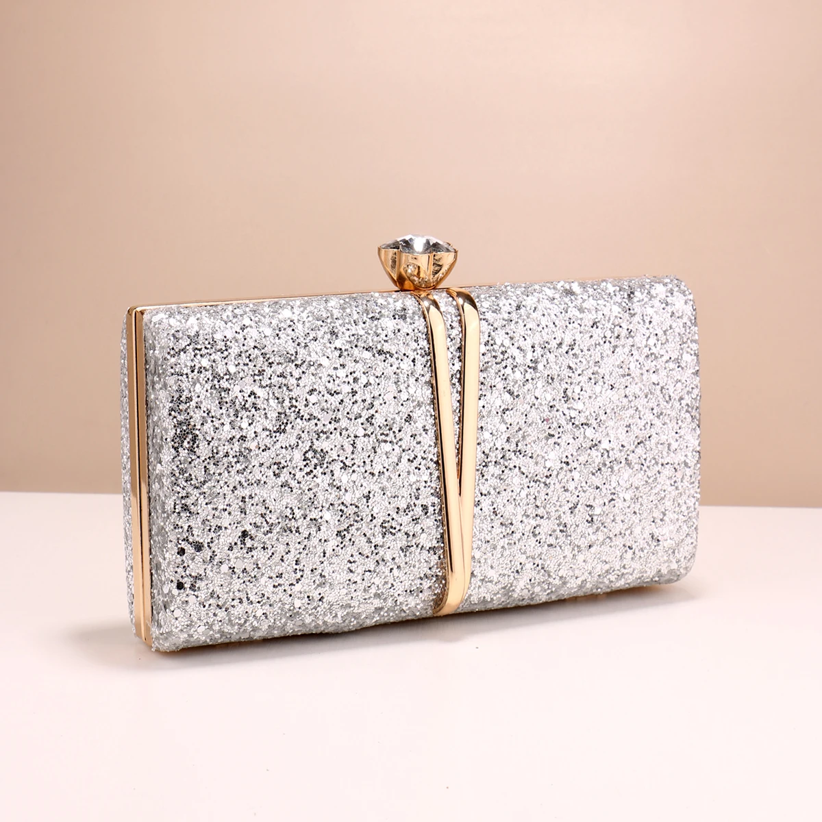 Metal Chain Shoulder Clutch With Flap Fashion Wedding Party Handbags Prom Dinner Evening Bags