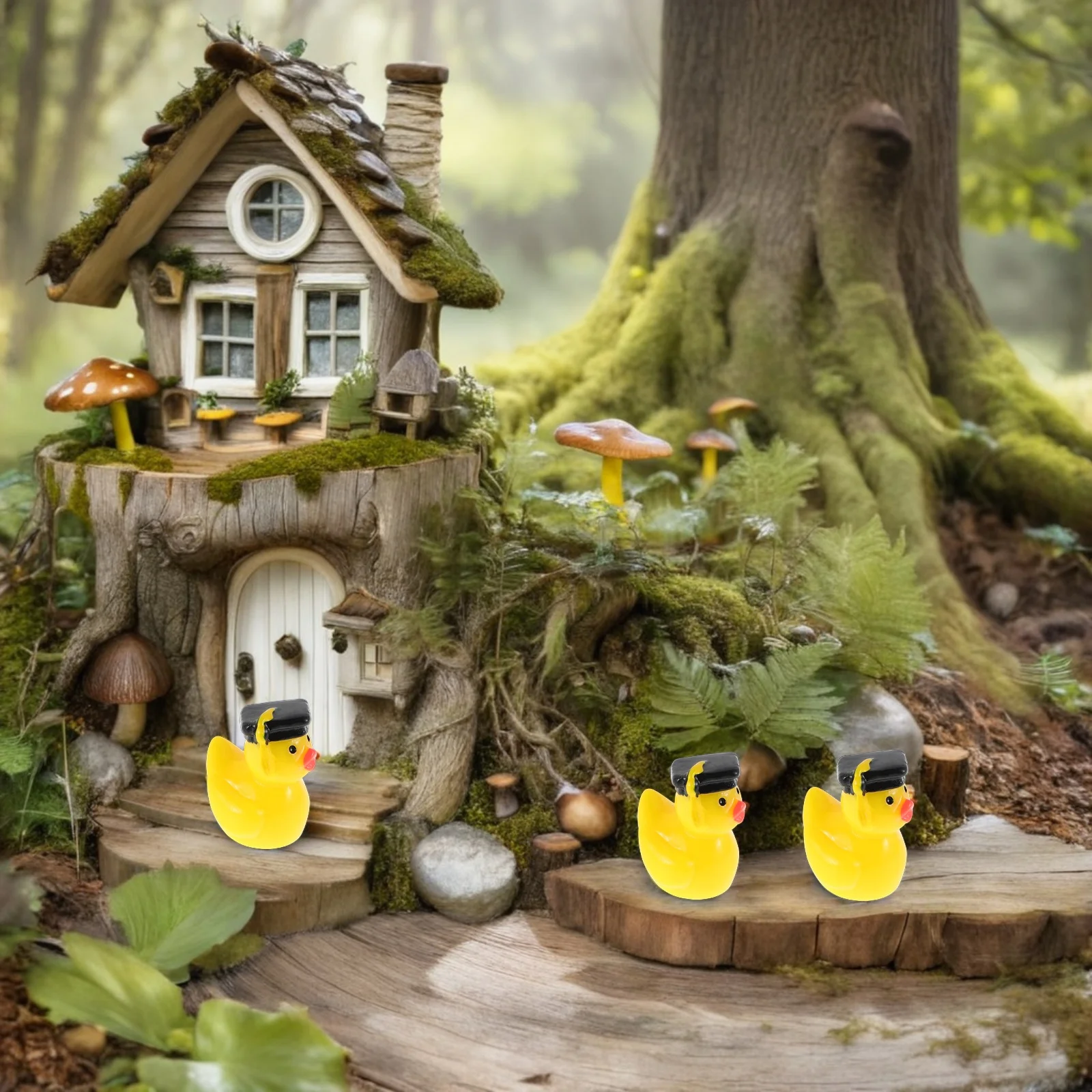 

8Pcs Doctor Duck Mini Resin Animals Graduation Cap Figurines Tiny Home Decorations Terrarium Dollhouse Accessories