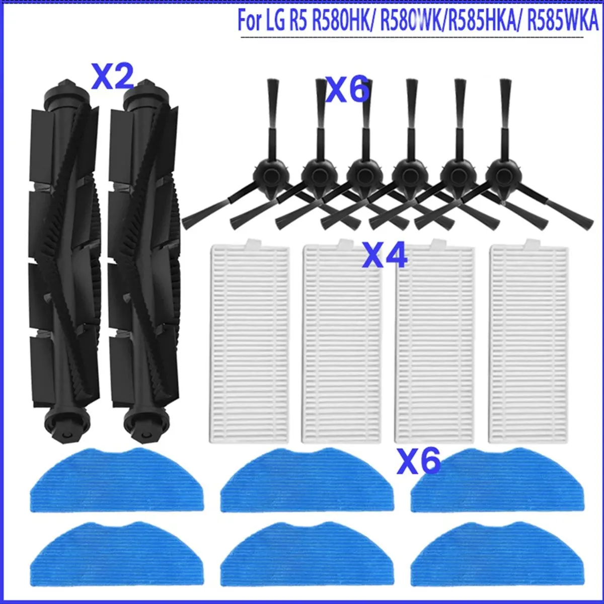 18PCS Vacuum Filter and Brush Kit for LG R5 R580HK R580WK R585HKA R585WKA Vacuum Cleaner Accessories
