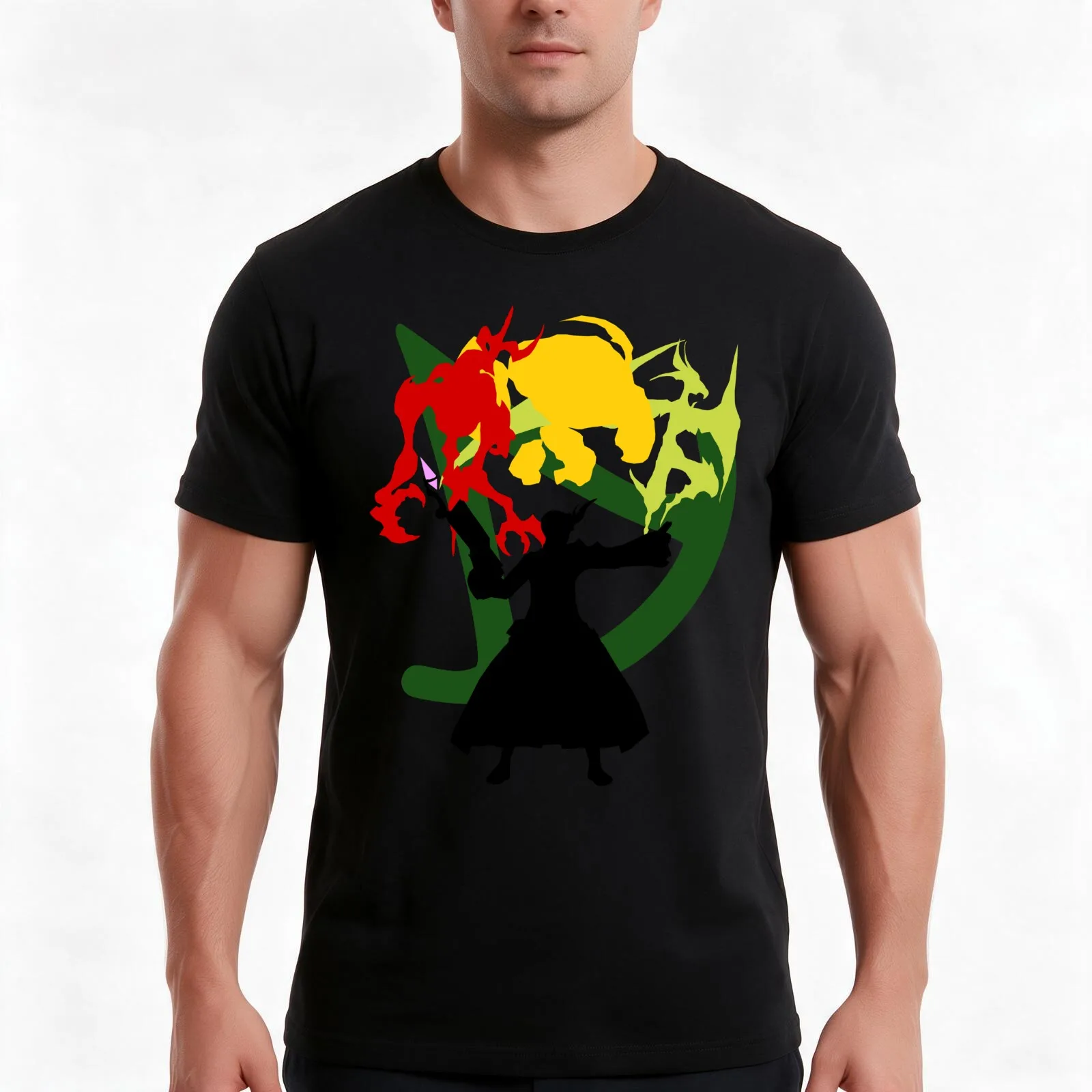 Summoner Egis (Black Silhouette) T-Shirt Summer Casual Cotton Tee Oversized Streetwear Tops Vintage Graphic Print