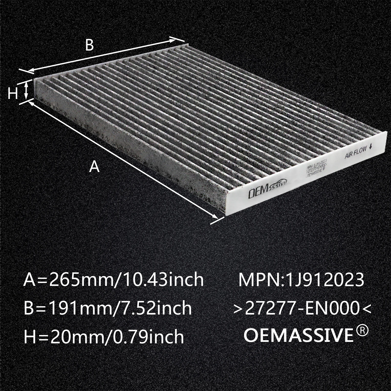 27277-EN000 27277-EN025 Car Parts Activated Carbon Pollen Cabin Air A/C Aircon Filter For Nissan Dualis Qashqai +2 X-Trail T31