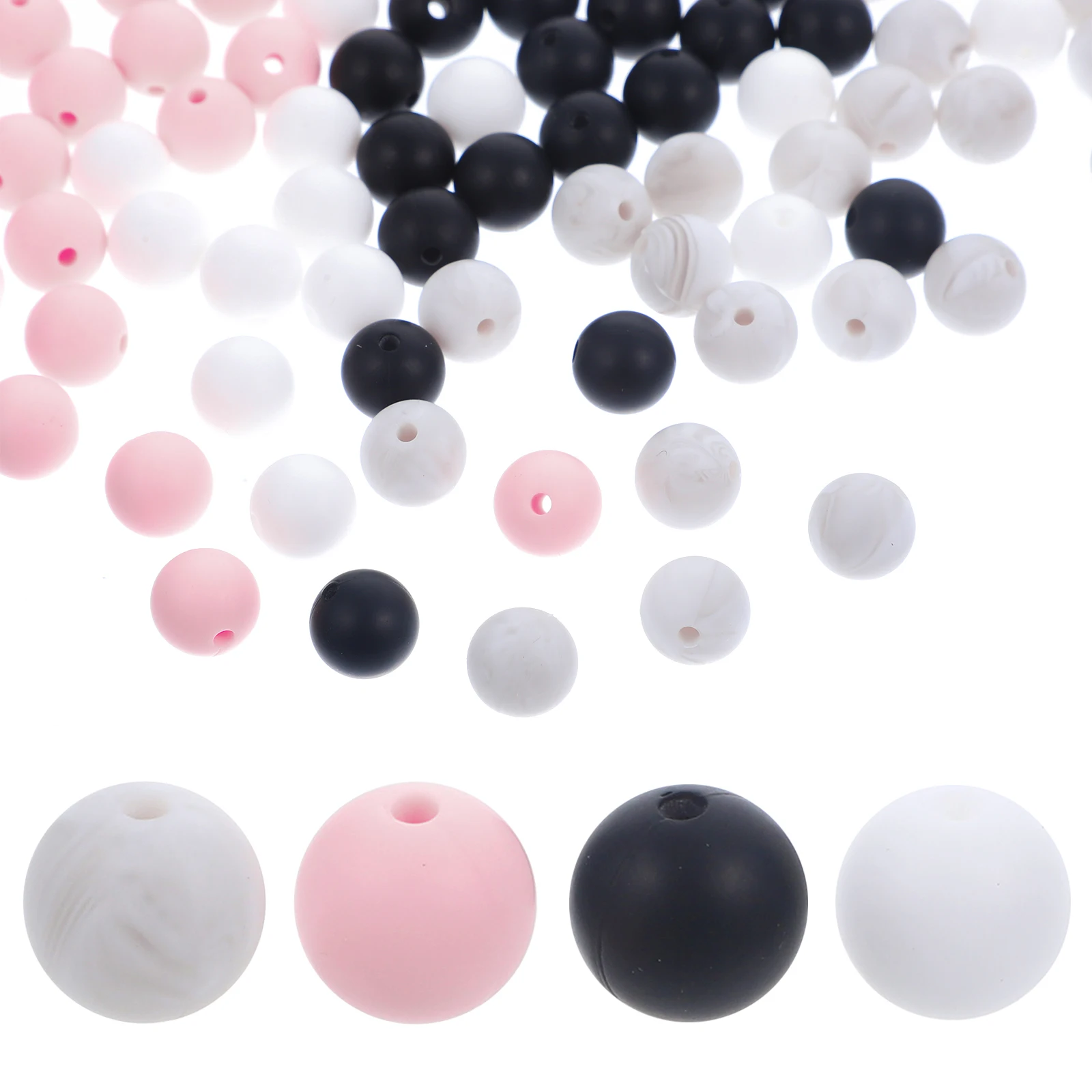 

100pcs Silicone Bead Bracelet Durable Bulk Set Comfortable DIY Jewelry Craft Making Teething Necklace Accessories