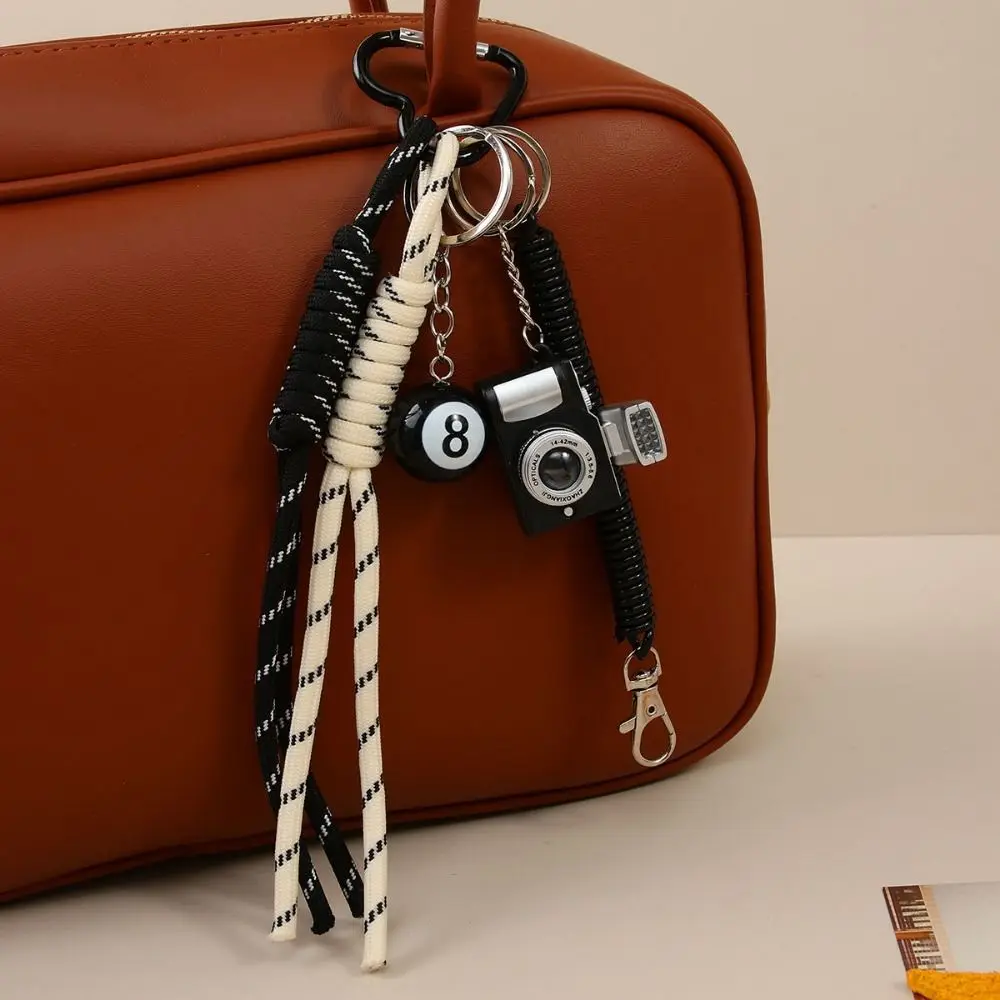 Funny Elegant Rugby Tassel Keychain Alloy Leopard Print Versatile Bag Charm Lemon Woven Rope Beaded Bag Pendant Party