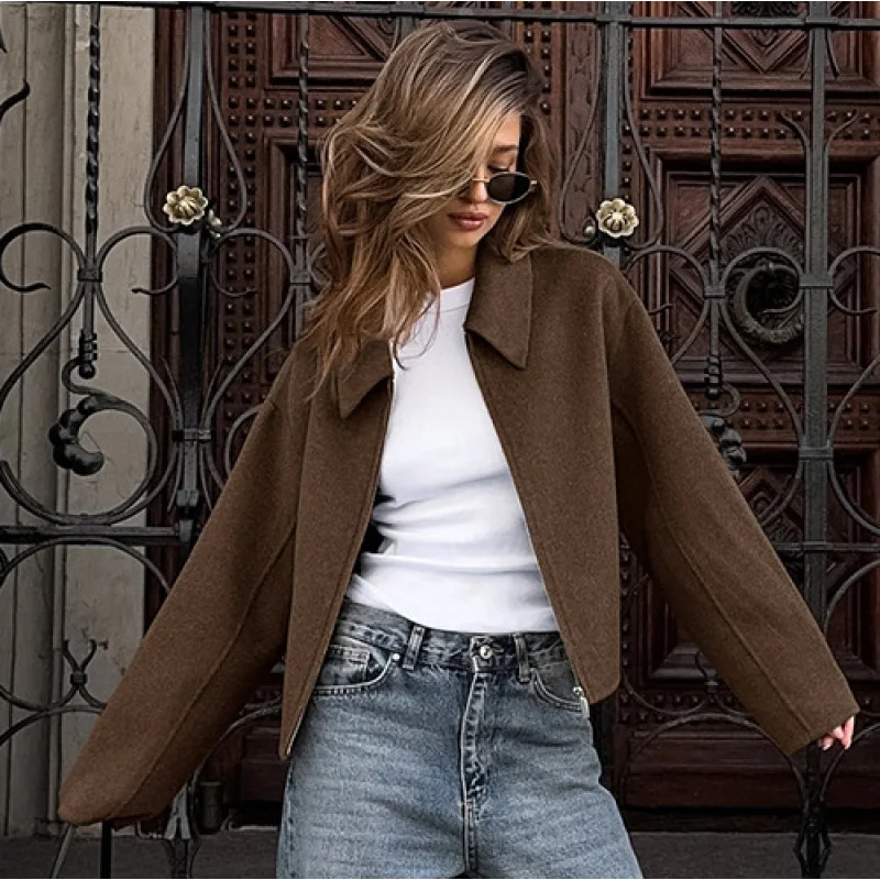 معاطف شتوية نسائية كلاسيكية من Bombe 2025 Za مجموعة جديدة من سترة الشتاء بأكمام طويلة وسحاب ملابس خارجية