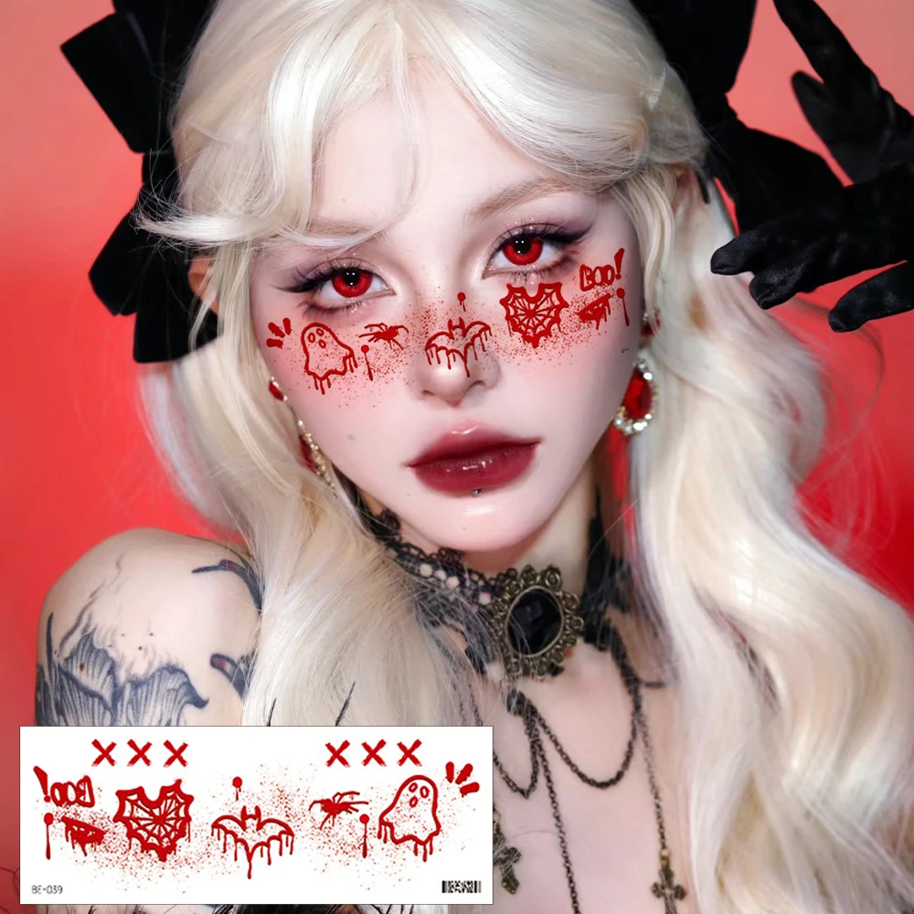 Halloween Lifelike Bloody Wound Scary Waterproof Breathability Realistic Temporary Tattoo Stickers DIY Party Face Art Decoration