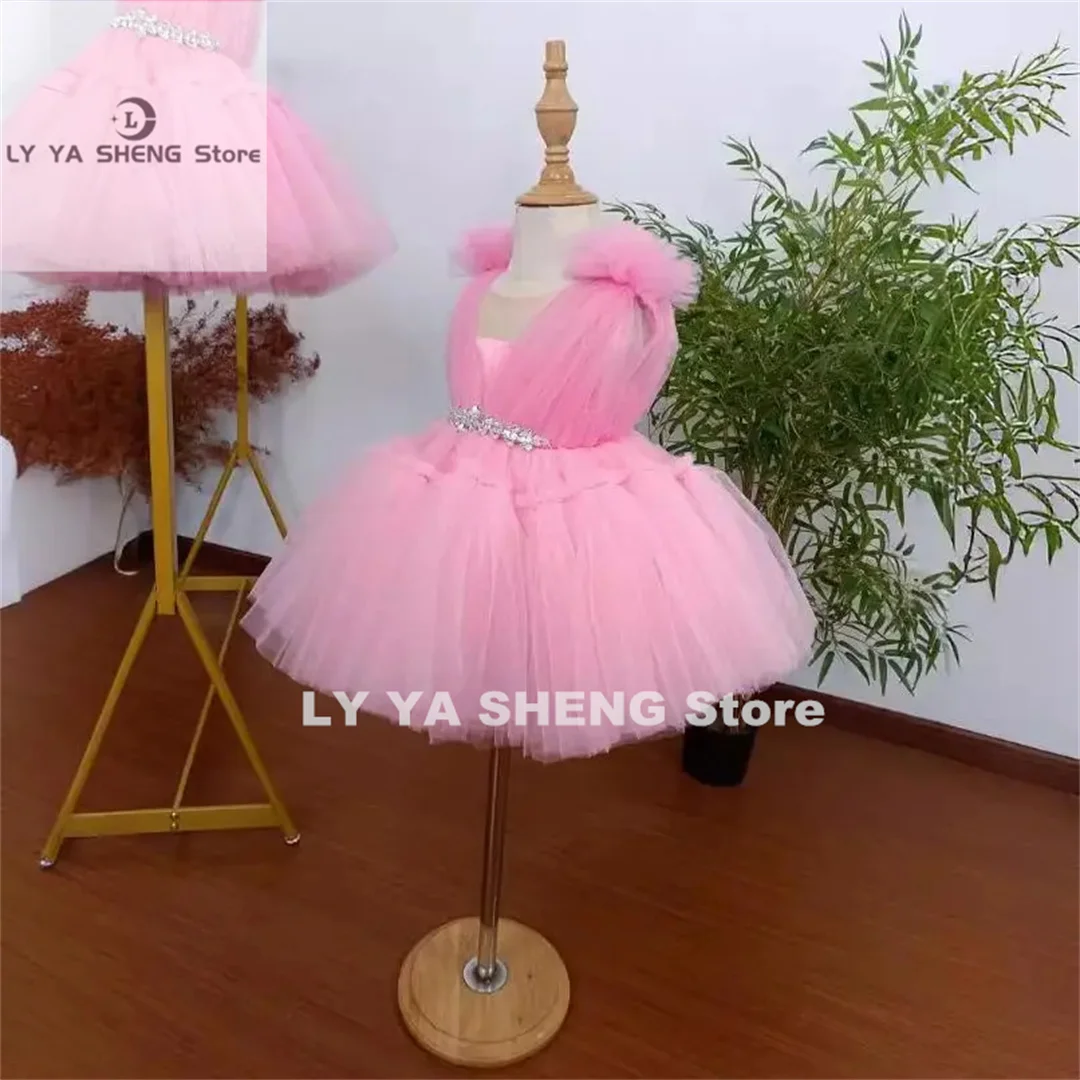 Flower Girl Dresses  A-line Skirt Appliques Sequin With Tailing Long Sleeve For Wedding Birthday Banquet Princess Gowns