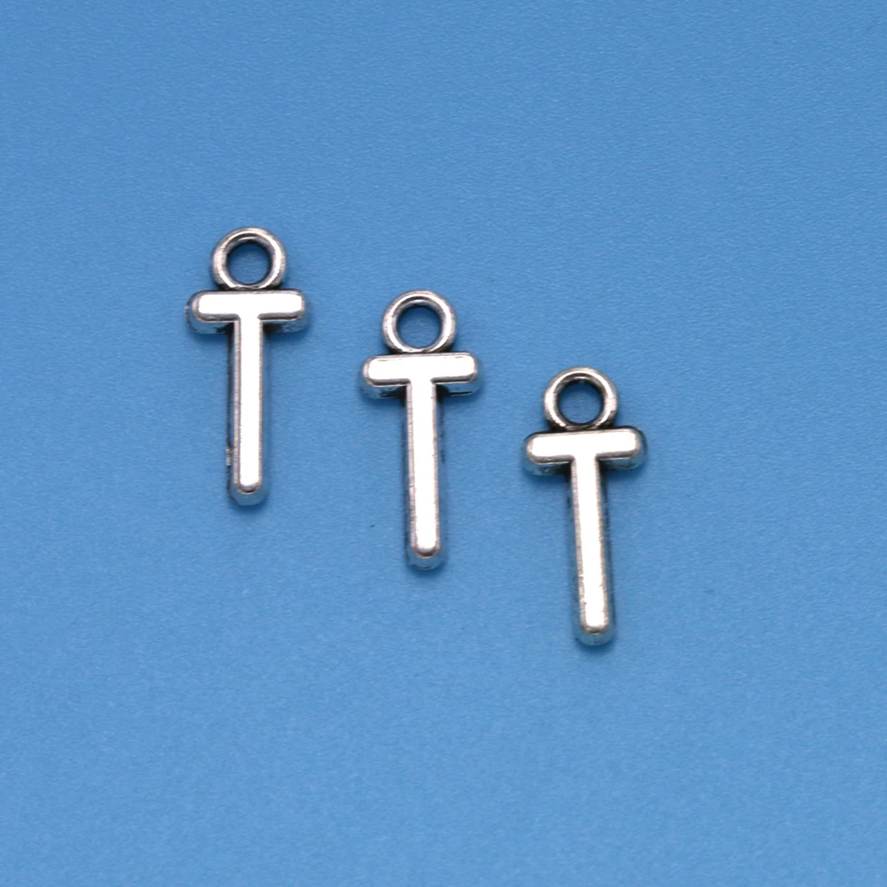 

50 Pcs Bracelet for Charms Alphabet Letter Initial Loose Beads Pendant Jewelry Ancient Silver