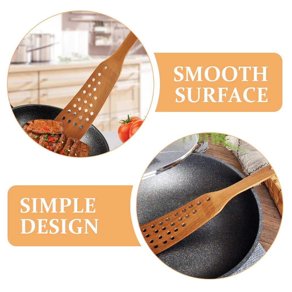 

2Pcs Creative Wooden Wok Spatula Ergonomic Handle Lightweight Cooking Utensil Kitchen Tool Non-Stick Cooking Shovel Portable