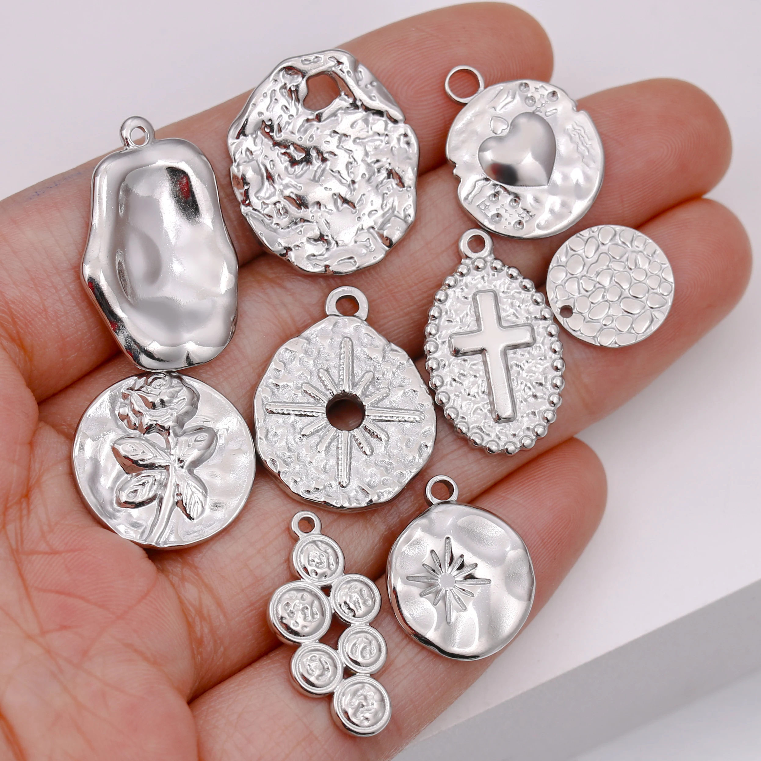 3PCS Edelstahl Unregelmäßige Geometrische Sonne Anhänger Charms Für DIY Halskette Armband Ohrringe Baumeln Charms Schmuck Zubehör – Detail 9