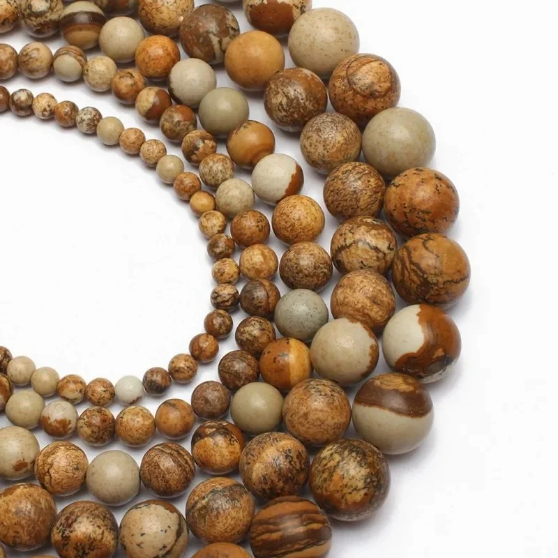 Natural Beautiful Picture Jaspe Round Loose Beads 15.5inch/strand 4 6 8 10 12 mm For Jewelry Making DIY Bracelet Necklace