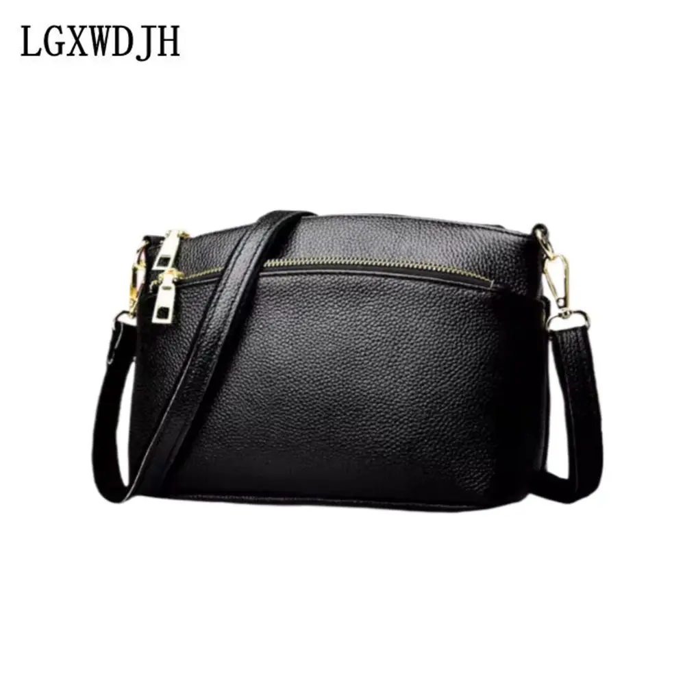 Multi-functional New Square Women's Shoulder Bag  Double Shoulder Strap Top Layer Cowhide Women's Handbag  Leather Crossbody Bag