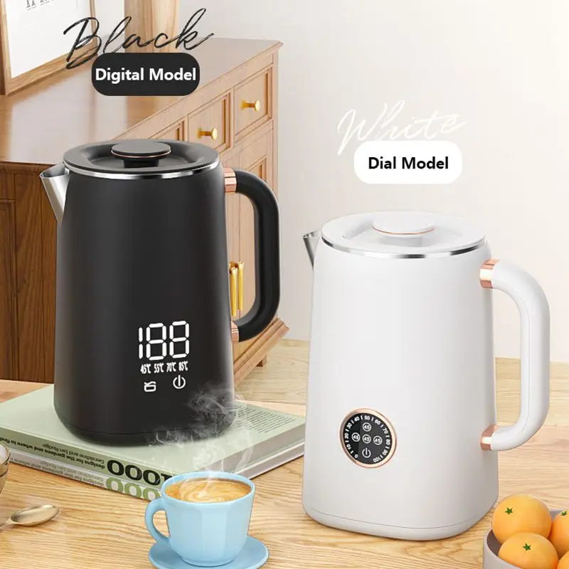 Intelligent Thermostatic Kettle 1.7L Water Boiler Seamless Stainless steel liner Memory Function 16H Long-lasting Insulation US