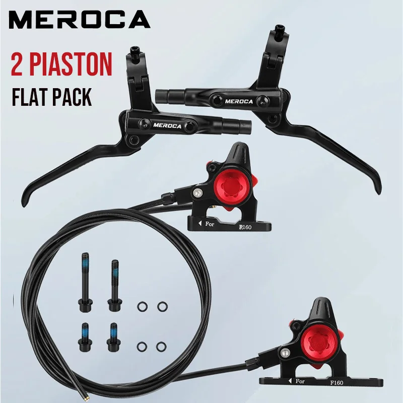 

MEROCA Flat Bar Road Bike Hydraulic Disc Brake Set Dual Piston Split Internal Routing Post Mount 160mm Rotor Compatible
