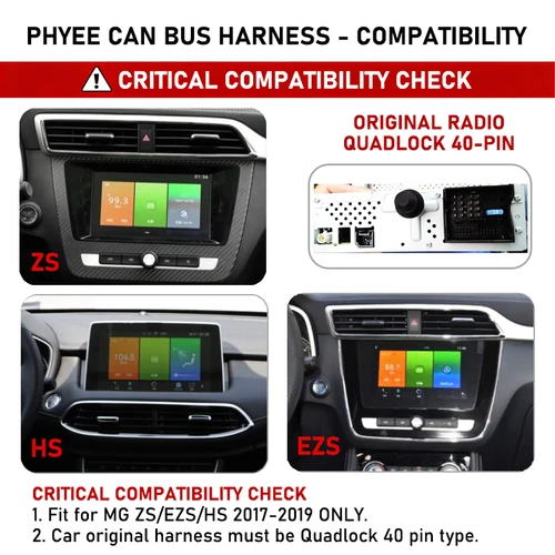 Imagen 2 del producto Decodificador de Bus CAN con Arnés de Cableado Quadlock de 40 Pines para MG ZS HS 2017-2019, Compatible con SWC, Plug&Play, Adaptador de Cable Android para Auto de 16 Pines