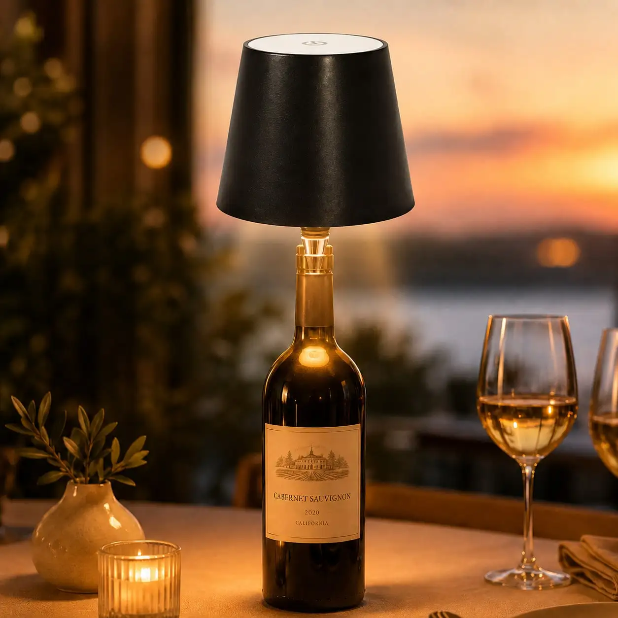 Rechargeable Wireless LED Wine Bottle Lamp Touch Dimming 3 Color Modes Cordless Lampshade Bottle Stopper Night   Living Room