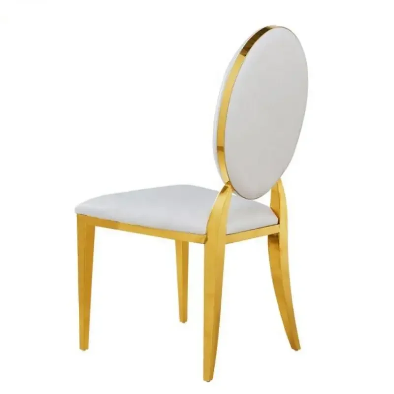 Hotel New Modern Gold Stainless Steel Round Back Dining Chair Banquet Wedding