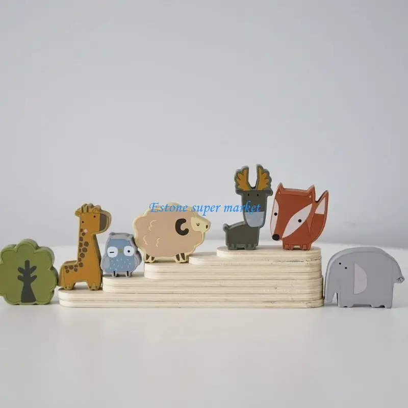 090B Houten Stapelen Kleurrijke Speelgoed Bouwstenen voor 1 2 3 Jaar Oude Peuters Educatief Peuter Voorschoolse Speelgoed