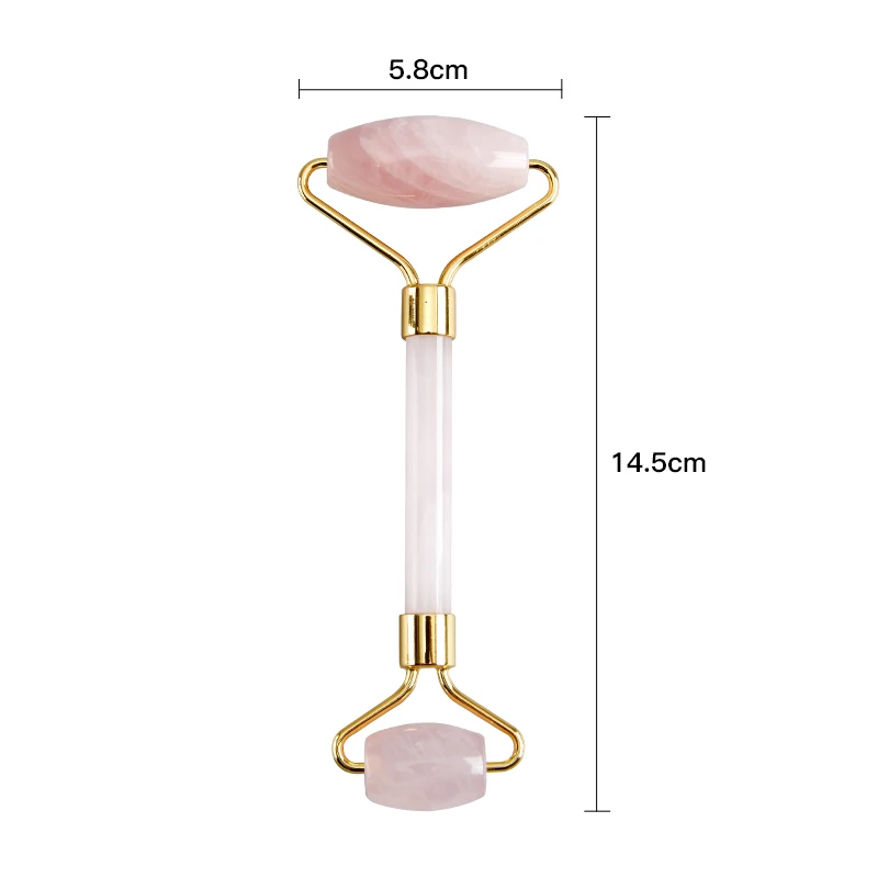Juego de masajeador facial de cuarzo rosa, tabla de raspado con rodillo, adelgazamiento facial, belleza, piedra Natural Guasha, palo de masaje de doble punta
