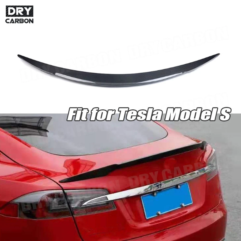 For Tesla Rear Spoiler for Tesla Model S Sedan 60 70 75 85 90D P85D P90D P100D Spoiler 2012-2019 R Style Boot Trim Sticker FRP