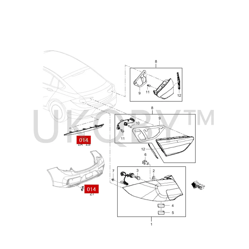 39027978 Suitable for Bu ic k Regal Left rear bumper reflector, bumper reflector, illuminated strip, rear fog decorative light