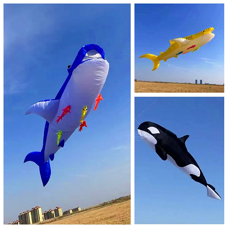 free shipping 10m killer whale multi-color fabric splicing skate pendant kite outdoor toys windsock kite 3d wind dragon papalote