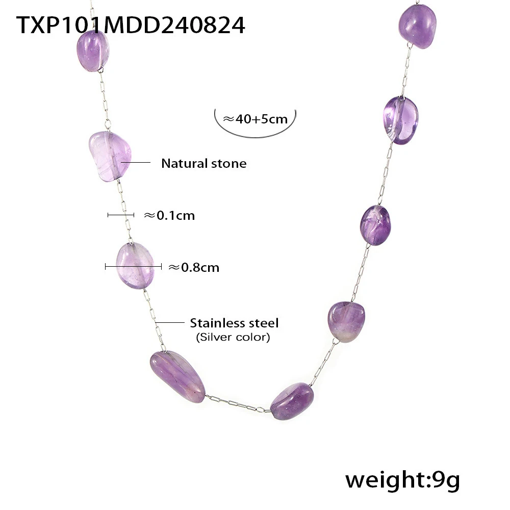 Women's Irregular Purple Natural Stone Necklace Bracelet Set