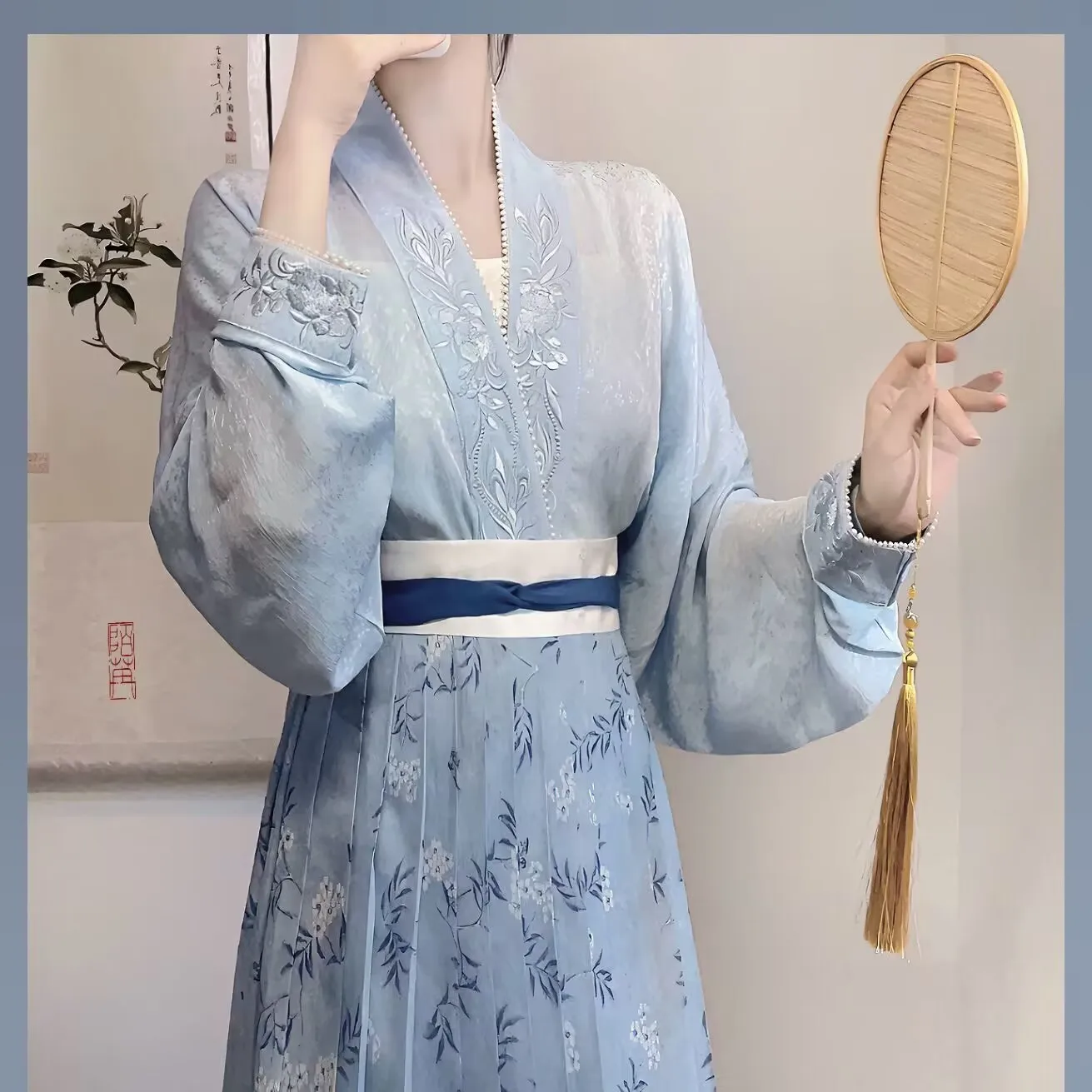 Dynastia Ming koszulka z kwadratowym dekoltem w stylu Hanfu w stylu Vintage chiński Top damski Eleganti luźny koszula damska rękaw do samolotów