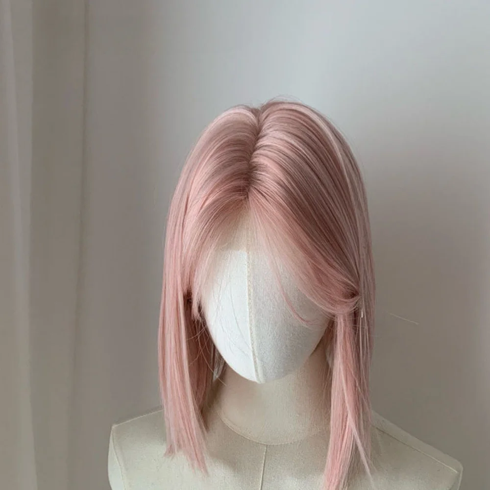 Rosa Perücke für Frauen, lange gewellte Cosplay-Perücken, natürliche, weiche, süße synthetische Perücke für den täglichen Gebrauch, Schulleben, Lolita-Perücke, Rosa – Detail 9