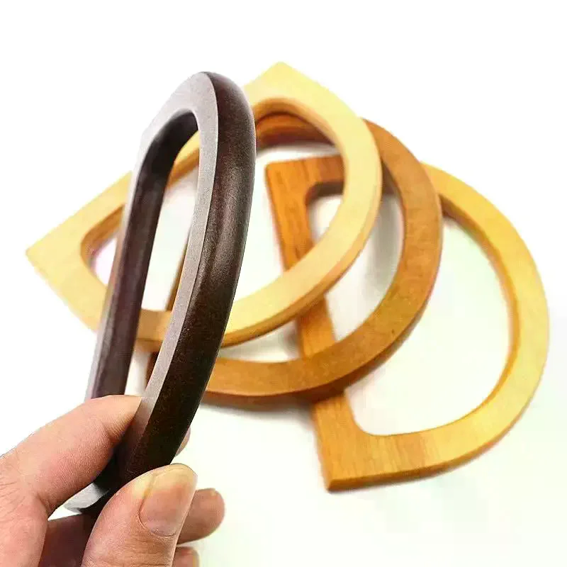 Wood Half Circle D-shaped Bag Handle Crochet Knit Bag Handles Replacement DIY Handbags Purse Luggage Handcrafted Handle 1Pcs