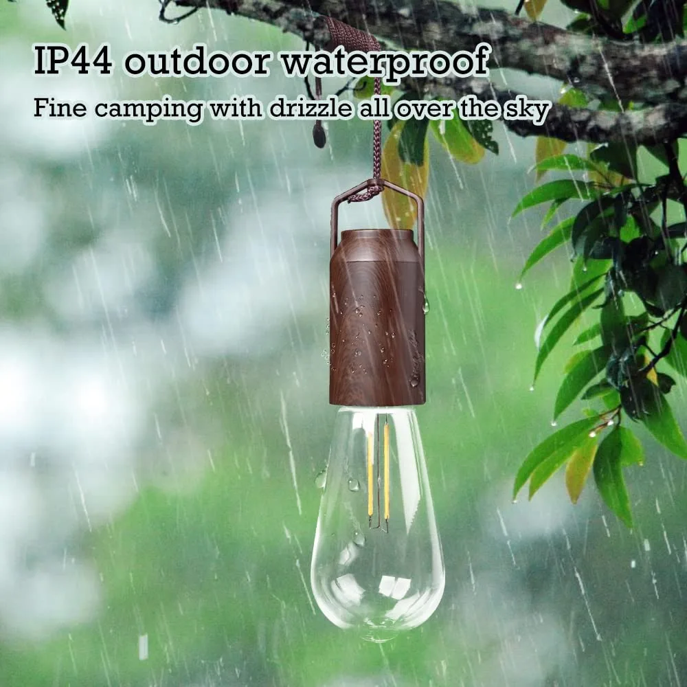 Rechargeable Warm Tent Light Bulb,Portable Outdoor Hanging Vintage LED Camping Light,Pendant Hurricane Emergency Lighting