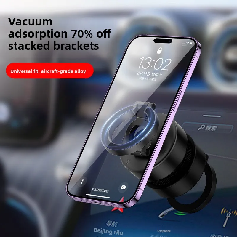 

Magnetic Vacuum Suction Car Phone Holder 360° Rotatable Foldable Mount for Smartphone Desktop Live Streaming