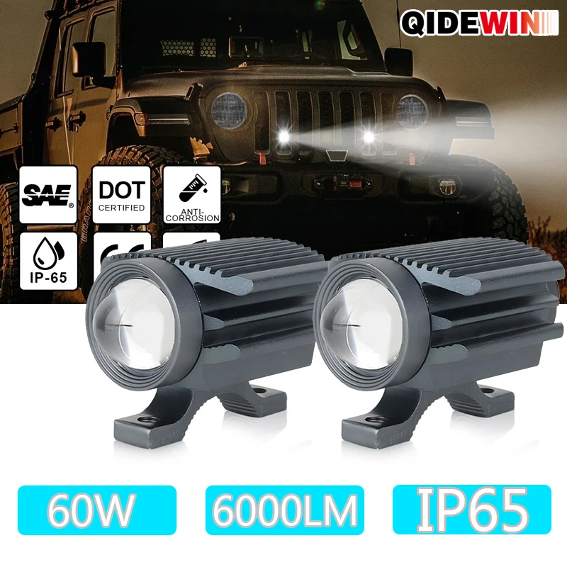 

Motorcycle light For Motorbike Off-road Front Auxiliary 60W 6000lm 6000k/3000k Super Bright Mini Driving Led Lights Headlight