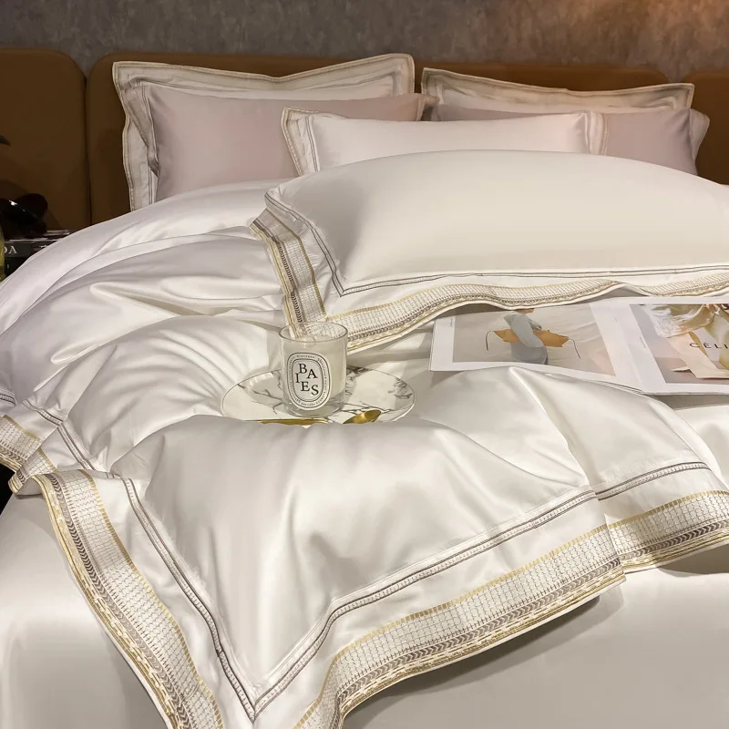 Bedding Set Luxury Simple Life Egyptian Cotton Double Duvet Cover Set Bed Sheet and Pillowcases King Size Bedclothes Bed Set