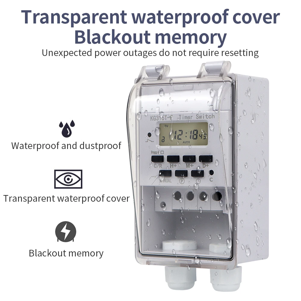 220V AC 30A Time Recycle Per Day ON OFF Digital Timer Switch Programmable Timer Controllor with IP65 Waterproof Box